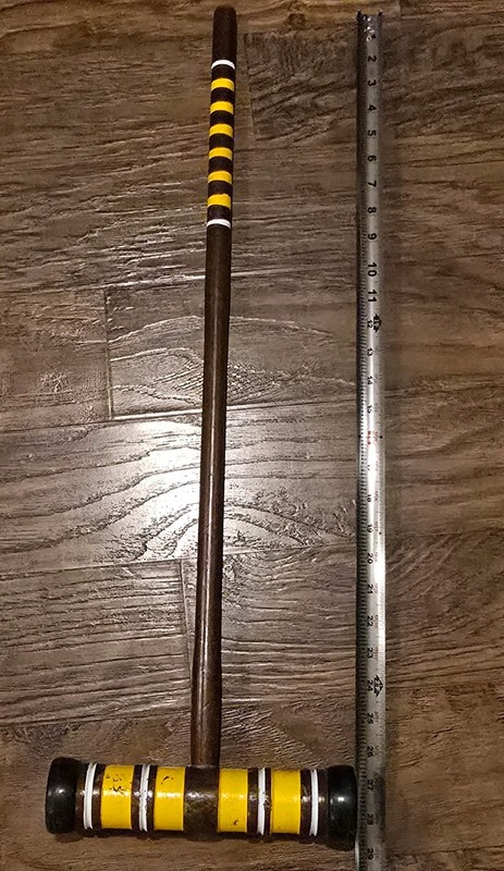 Vintage 29 Inch Yellow Stripped Wooden Croquet Mallet Replacement 