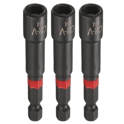 3pcs Nut Driver Drill Bits 1/4 Inch Socket 1/4'' Hex Shank 3'' Magnetic Setter