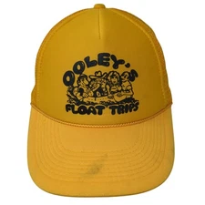 Ooley's Float Trips Snapback Rope Trucker Hat Yellow One Size Mesh Back