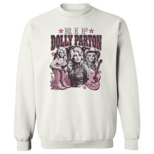 RIP Dolly Parton Pink Country Music Collage Unisex Crewneck Sweatshirt