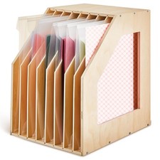 ReliThick 1 Pcs 12x12 Paper Storage Organizer Wood Slope Design Scrapbook Fil...