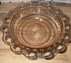 Anchor Hocking Pink Depression Glass Old Colony Lace Edge Round Bowl 9.5”!!!