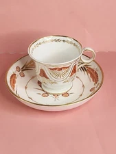 Vintage Royal Chelsea Cup & Saucer Orange Gold Leaf Berry Hand Painted 