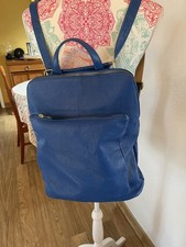 Blue Soft Italian Leather Rucksack Backpack Bag Large Vera Pelle Excellent