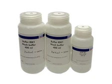 (3) QIAGEN ~650mL RW1 Wash Buffer Bottles & 220mL RLT Lysis Buffer Lot