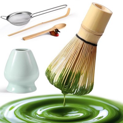 Matcha Whisk Set: Set with Bamboo and 8x4, Green-6pcs 