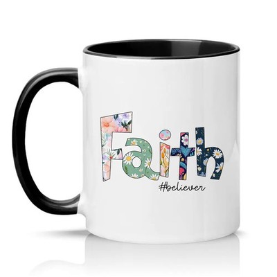 Faith Believer Damen 11 Unzen Keramiktasse christliche Blumen spirituelles Geschenk