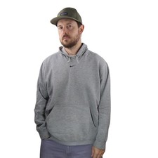 Vintage 90s Nike Center Swoosh Hoodie Mens XL Gray Distressed Grunge Sweatshirt