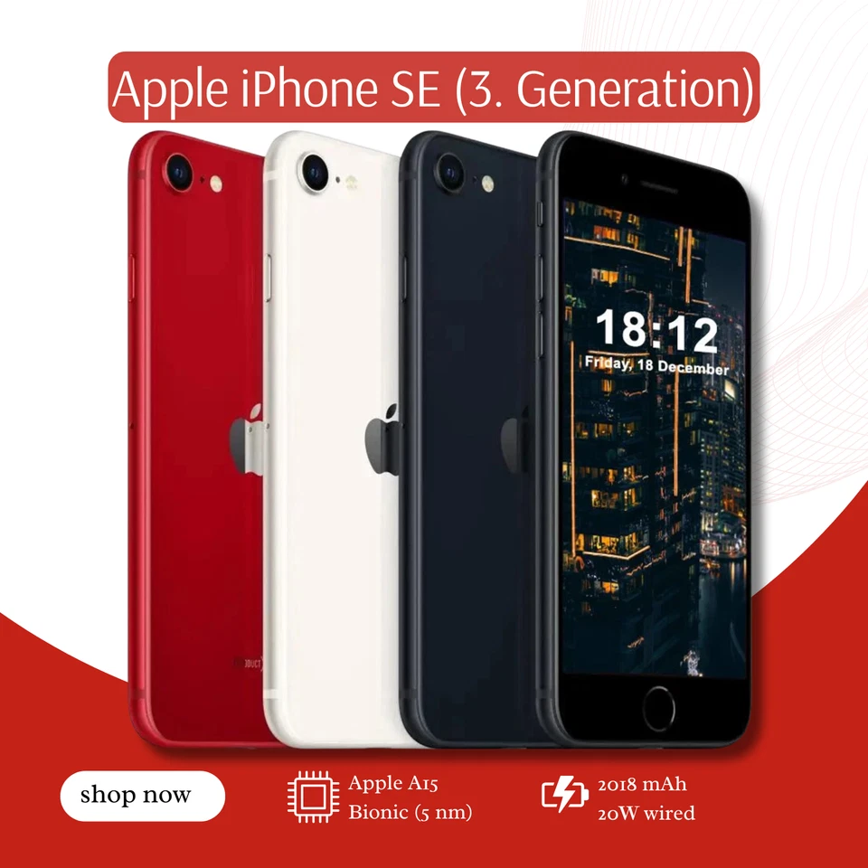 Apple iPhone SE 3rd Gen (2022) 5G 64GB/128GB/256GB Ohne Vertrag Smartphone - Neu - Bild 2 von 4