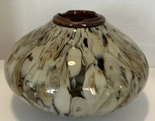 Hand Blown Marbled Glass Design Fire Pot Table Top (BR)