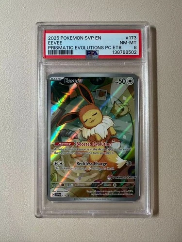 (B)2025 Pokemon SVP EN 173 Eevee Prismatic Evolutions Pokemon Center Promo PSA 8