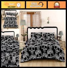 3PCS Sugar Skull Comforter Set Full - Soft Microfiber Lightweight Gothic Bedding