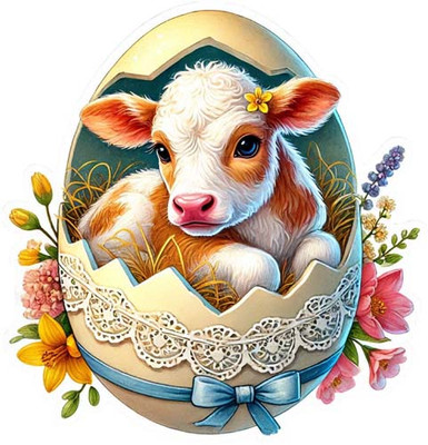 Ostern Blumen Kuh Ei Wandbild Schlafzimmer Laptop Dekor Vinyl Aufkleber Abziehbild 6 Größen