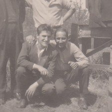 Two Handsome Young Men Close Embrace Hug Quiet Bond Vintage Photo Gay Int