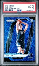 2024-25 Panini Prizm #249 Zach Edey Blue Shimmer FOTL Rookie Card RC #/35 PSA 10