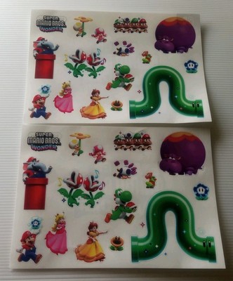 Super Mario Bros Wonder Aufkleber Nintendo X2 Stickerbögen Mario Peach Yoshi 