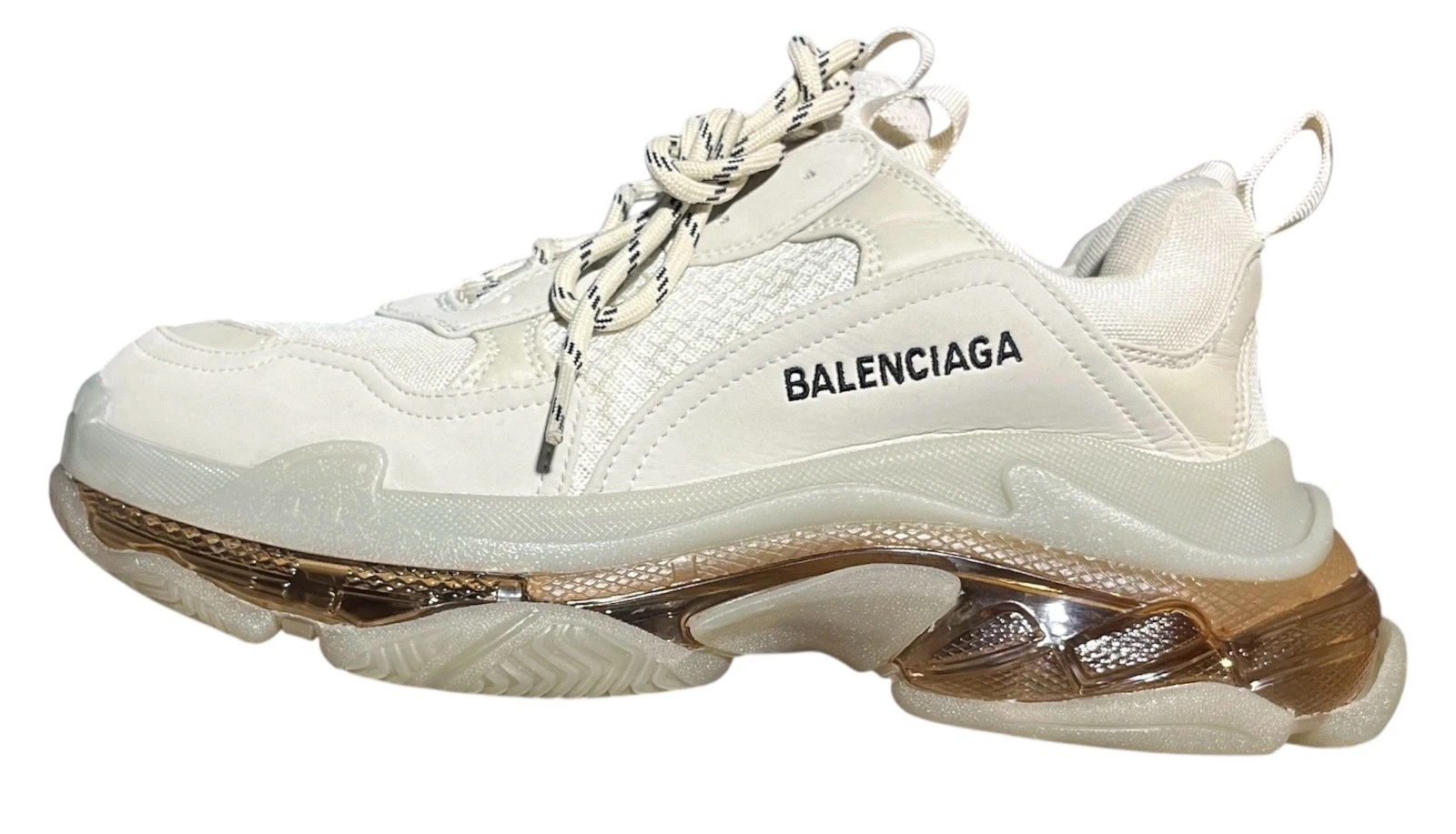 Sneakers Balenciaga Triple S bianche con dettagli oro rosa taglia 11 (US) 44