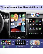 2+64G] NHOPEEW Single Din Car Stereo with Wireless Carplay and Android Auto