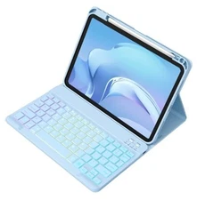  for iPad A16 Case with Keyboard - 7 Colors Backlit Keyboard for iPad 1-SkyBlue