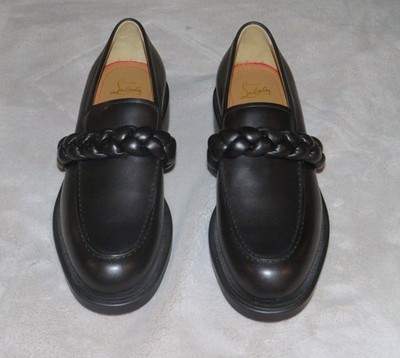 Christian Louboutin Urbino Moc Braid Black Leather Loafers 