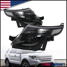 FOR 2011-2015 FORD EXPLORER PAIR BLACK CLEAR CORNER PROJECTOR HEADLIGHT LH+RH