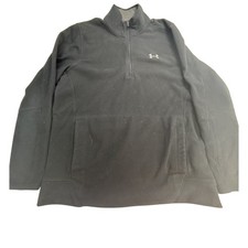 Under Armour fleece sweater Men's size Large black quarter-zip pullover pocket
