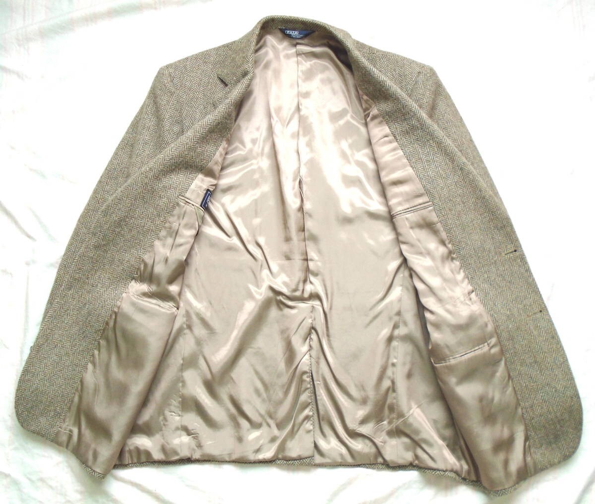 Vintage 90s Polo Ralph Lauren 44L Herringbone Lambswool Blazer