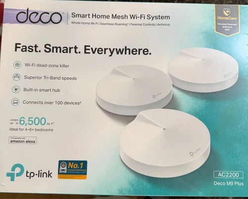 Factory Sealed New TP Link Whole Home Mesh Wi-Fi System Deco M9 Plus AC2200