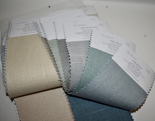 FABRIC SAMPLE BOOK Blue Beige Cream Green White LINEN ESSENTIALS 52 pcs LOT - Picture 20 of 20