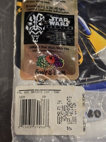 Size 10 Vintage Boys Star Wars Briefs Episode 1 Funpals 3 Pack NEW VTG - Picture 5 of 5