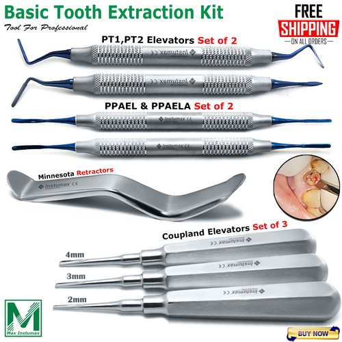 Basic Tooth Extraction Kit Coupland PT1-PT2 ppeale Dental Extracting Elevators - Picture 14 of 14