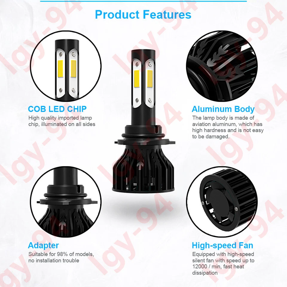 Farol LED 4Side 9006 HB4 6000K lâmpada de feixe baixo K9 para ACURA MDX 2001 2002 2003 - Imagem 4 de 4