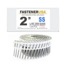 2" x .092 RING 304SS COIL NAILS 15-DEG PLASTIC 1,000ct | PCN2RS