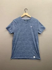 Hollister Mens Blue Striped Shirt V-Neck Short Sleeve Size Medium