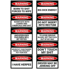 Eucatus 3" x 5" Colorful Adult Gag Warning Bumper Stickers,  10 Pack