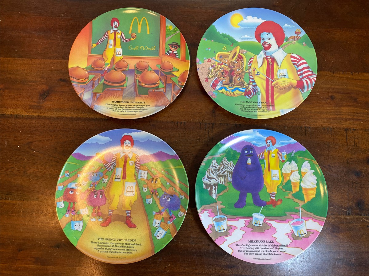 Vintage 1989 McDonalds Melamine Plate McDonaldland Series Lot of 4