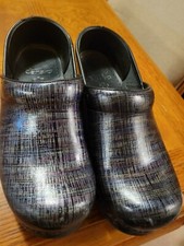DANSKO Gray/Black Patent Leather Tweed Type Design Nursing Clog EU 36/ US Sz 5.5