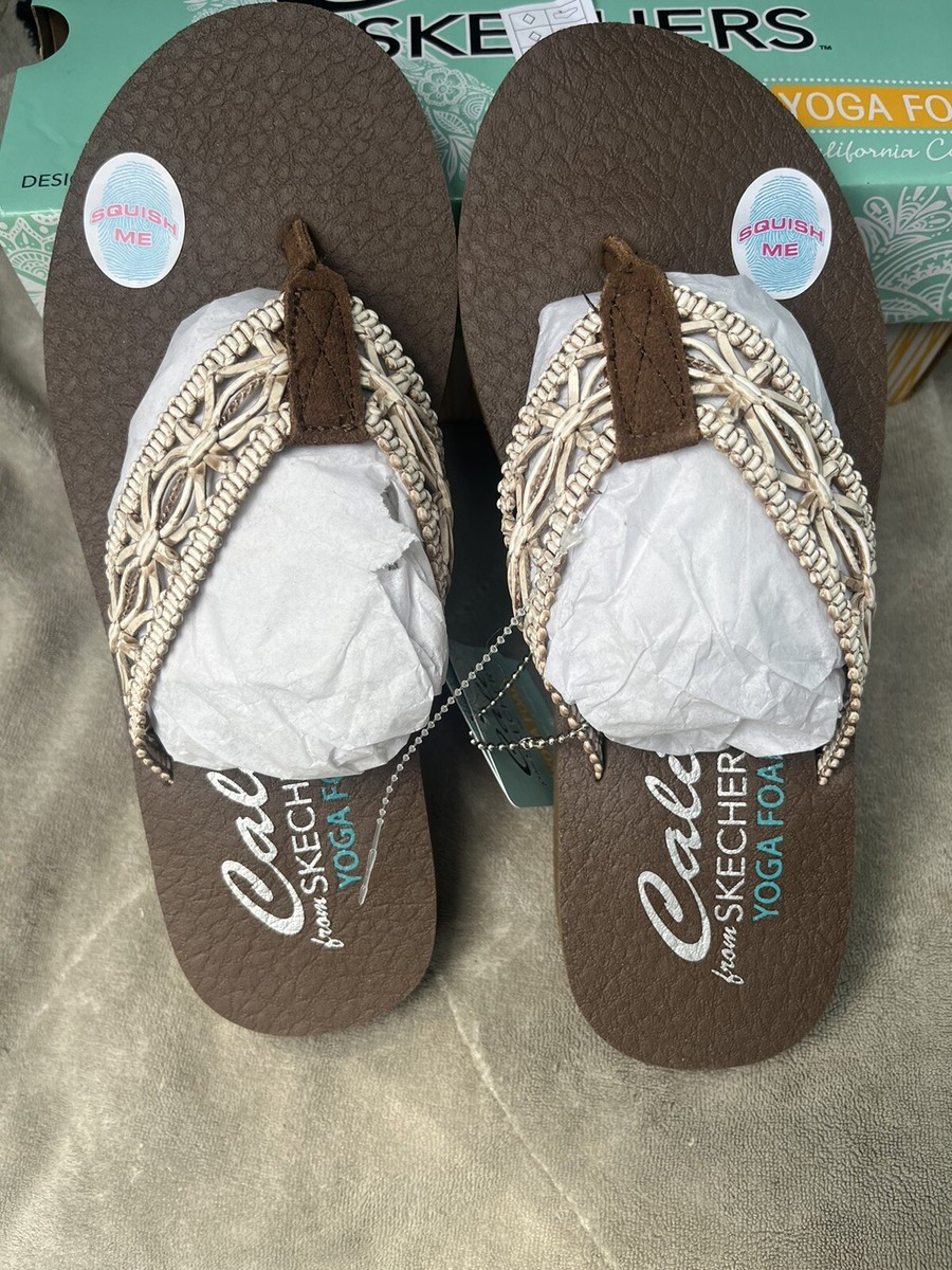 New Skechers Women's Cali Yoga Foam Flip Flop Ocean Breeze Sandals