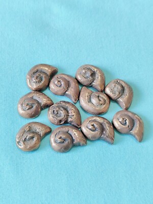 Vtg Hand Cast Bronze Brass Snail Shell Flat Back Fairy Miniature Garden Crafting