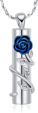 Cremation Jewelry Rose Flower Urn Necklace for Ashes Keepsake Memorial Pendant