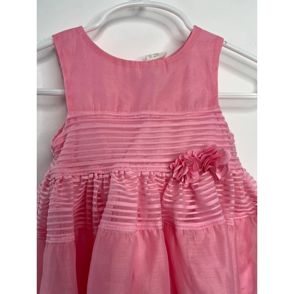 H and M Dress Baby Girls 4 6 Months Kids Party Pink Ruffles Sleeveless Sundress - Image 2 of 4