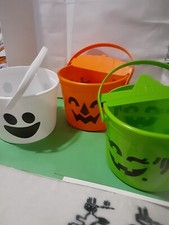 3 2022 McDONALD'S Halloween Bucket Pails HAPPY MEAL Set COMPLETE With HANDLES