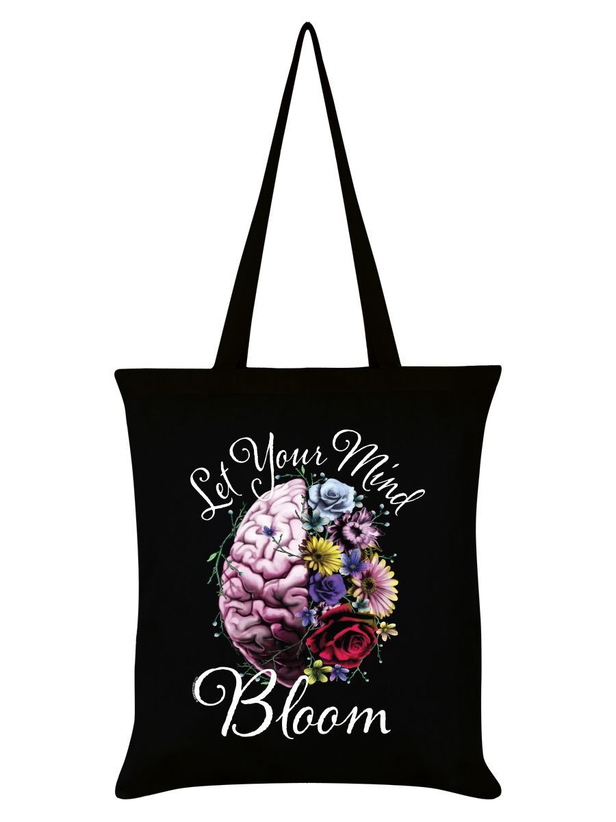 Tote Bag Let Your Mind Bloom Black 38x42cm