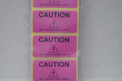 1000 rosa VORSICHT KANN KLEINTEILE selbstklebendes Warnschild 50 mm x 25 mm enthalten