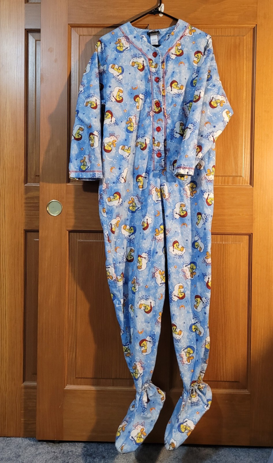 Looney Tunes Tweety Bird Footed Pajamas Unisex Size S… Gem