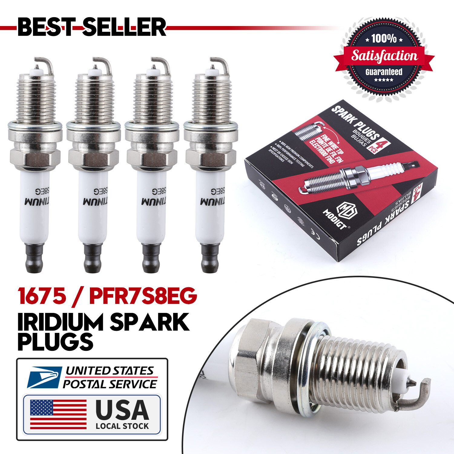 Fit For VW Audi Set of 4PCS Double Platinum Spark Plugs PFR7S8EG/1675 06H905601A