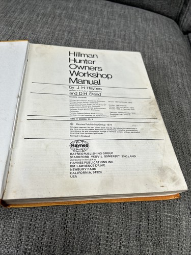Haynes Workshop Manual No. 033. Hillman Hunter And Minx - 1966 to 1977. - Picture 7 of 17