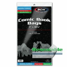 100 - BCW Current Modern Thick 2-Mil Polypropylene Resealable Comic Book Bags 