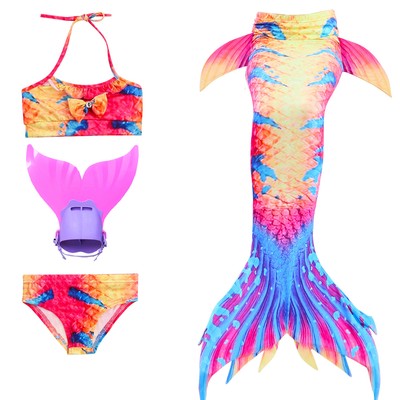 Lady Kids Girl Fin Mermaid Tail bikini Monofin Swimmable Tail Swimming Costume