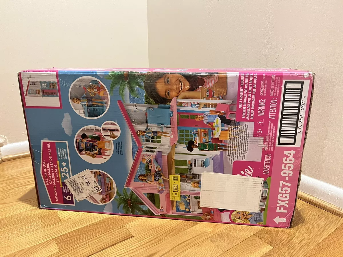 Barbie Malibu House Childrens Doll House Playset Toy 25+ Accessories  Fold-able